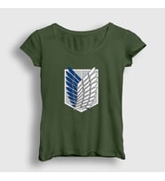 Presmono Kadın Haki Scout Anime Attack On Titan T-Shirt 124809tt (Haki)