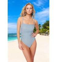 Drape Straplez Mayo Su Sporu Kıyafeti Swimsuit Özel Tasarım Hızlı Kuruyan Banyo (Mavi)