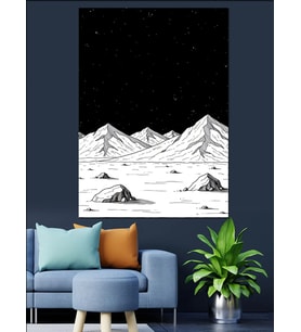 Siyah Beyaz Minimalist Karlı Dağlar Dekoratif Kanvas - Mdf Ahşap Tablo