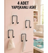 4 Adet Çok Amaçlı Yapışkanlı Askılık Ev Düzenleyici Duvar Askı Seti