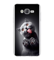 PrintiFy Samsung Galaxy J7 Core ile Uyumlu 1mm Slim Fit Kedi 2 050c Baskılı Şeffaf  Kılıf