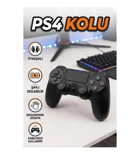 PS4 Uyumlu Kablosuz Oyun Kolu Titreşimli Şarjlı Ergonomik Siyah Controller