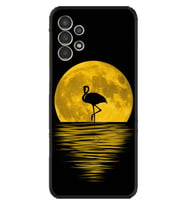Samsung Galaxy M14 Kılıf Silikon Desen Özel Seri Ay ve Flamingo 1775