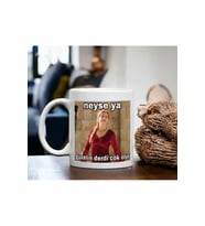 Muhteşem Yüzyıl Hürrem Tasarımlı Porselen Kupa Bardak (Beyaz)