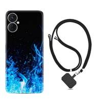 Tecno Spark 9T Kılıf Silikon Boyun Askılı İpli Desenli Silikon Blue Fire 1678