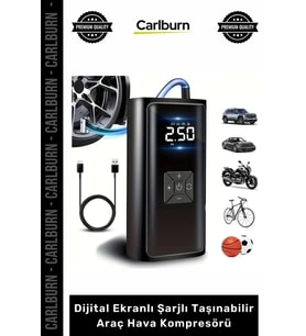 Özel Üretim Dual Mod 150 PSI Led Powerbank Dijital Ekranlı Şarjlı Taşınabilir Araç Hava Kompresörü