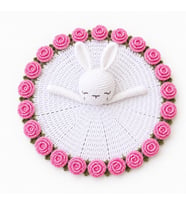 Luna Tavşan Pembe Gül Bahçesi Uyku Arkadaşı Amigurumi Organik Oyuncak
