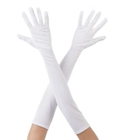 Beyaz Renk Uzun Kumaş Eldiven 40 cm