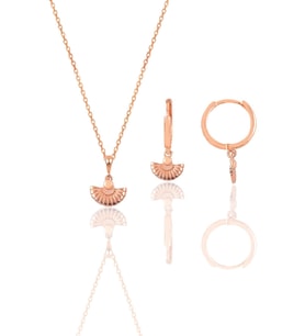 Gümüş rose minimal midye modeli kolye ve küpe seti SGTL12392MIDYE