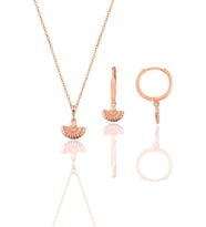 Gümüş rose minimal midye modeli kolye ve küpe seti SGTL12392MIDYE