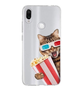 PrintiFy Xiaomi Redmi Note 7 ile Uyumlu 1mm Slim Fit Kedi 1 050b Baskılı Şeffaf  Kılıf