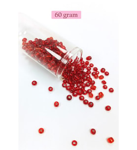 Dökme Cam Kum Boncuk Büyük Boy (6/0) 4 mm - 60 Gram - Şeffaf Kırmızı - BNC115
