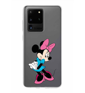 Samsung Galaxy S20 Ultra Kapak Minnie Mouse Tasarımlı Şeffaf Silikon Kılıf