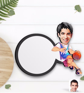 BK Gift Kişiye Özel Erkek Basketbolcu Karikatürlü Ahşap Bardak Altlığı-2