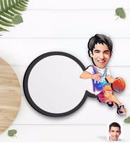 BK Gift Kişiye Özel Erkek Basketbolcu Karikatürlü Ahşap Bardak Altlığı-2