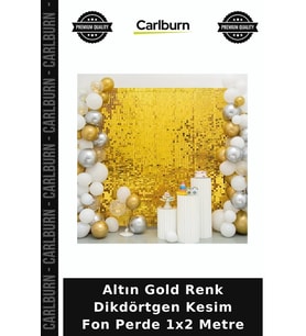 Altın Gold Renk Dikdörtgen Kesim Fon Perde 1x2 Metre Düğün Süsü Kutlama Dekoru Eğlence Aksesuarı