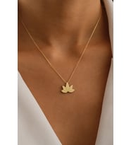 14 Ayar Altın Lotus Çiçeği Kolye (Sarı)