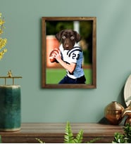 Evcil Dostlara Özel Amerikan Futbolcusu Tasarımlı Portre Doğal Masif Ahşap Çerçeveli Tablo 30x40cm-6