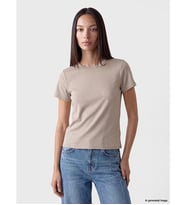 LCW EVERYDAY Bej Bisiklet Yaka Soft Touch Kadın Tişört