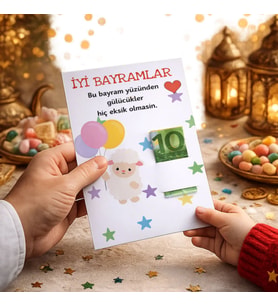 BK Gift Bayram Tebrik Kartı - Bayram Harçlık Kartı - Bayram Hediyesi (10x15cm) -3 25 Adet