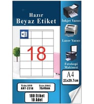 Hazır Etiket 70x46 mm 10 Sayfa 1 Paket 18 li Kendinden Yapışkanlı Fotokopi Lazer İnkjet Kağıdı Yazıcılar İçin Uyumlu