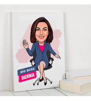 Kadın Patron Karikatürlü Kanvas Tablo