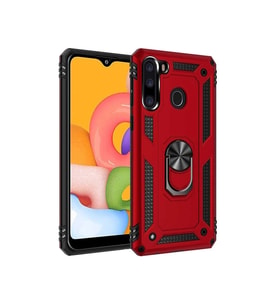 Mopal Samsung A21 6.5 İnc Yüzüklü Tank Telefon Kılıfı (Kırmızı)