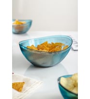 Akrilik Barok Aquamarin Orta Boy Oval Meyve & Salata Kasesi & Karıştırma Kabı / 1,6 Lt (CAM DEĞİLDİR)