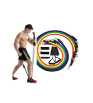 CKSpor 11 Parça Latex Direnç Bandı Seti – Kapı Arkası Egzersiz & Fitness Lastiği Seti CKS-124