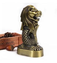 Vintage Metal Singapur Merlion Biblo Antik Bronz 16 cm
