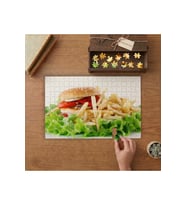 Hamburge - Patates - Yemek Görselleri Tasarımı 240 parça Ahşap Puzzle Ahşap Kutuda MP01630