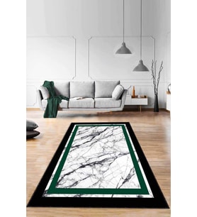 Yeşil Çerçeveli Kaymaz Taban Makinede Yıkanabilir Halı RV112 - 100 x 160 cm