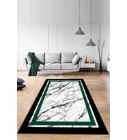 Yeşil Çerçeveli Kaymaz Taban Makinede Yıkanabilir Halı RV112 - 100 x 160 cm