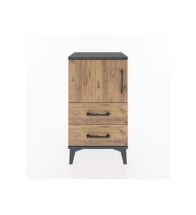 Arges Komodin 2 Raflı 2 Çekmeceli Tek Kapaklı 44x30x80 Antrasit-Çam