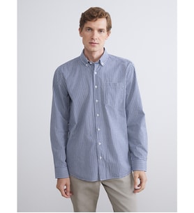 LCWAIKIKI Classic Lacivert Regular Fit Uzun Kollu Ekose Poplin Erkek Gömlek