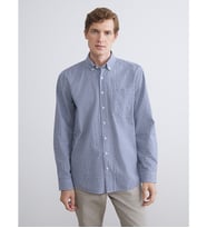 LCWAIKIKI Classic Lacivert Regular Fit Uzun Kollu Ekose Poplin Erkek Gömlek
