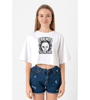 Friends Til The End Beyaz Kadın Crop Tshirt