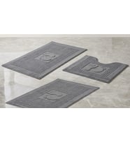 Bicomi Ultra Emici %100 Pamuklu 3'lü Banyo Ayak Havlusu Seti (50x70 cm - Antrasit)