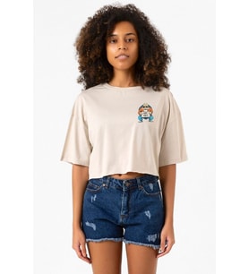 Dragon Ball Z Anime Master Roshi Free Hugs Bej Kadın Crop Tshirt