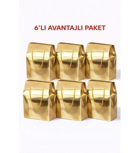 Kolix 6'lı Premium Hediye Kutusu Hediyelik Çanta Hediye Paketi 24x14x20cm (Gold)