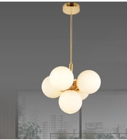 Özüm 5'Li Salon Oturma Odası Modern Camlı Avize (Gold)