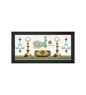 Etnik Motifli Kanvas Tablo 80 x 110 cm Siyah Çerçeve