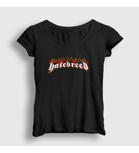 Presmono Kadın Siyah Logo Hatebreed T-Shirt 148617tt