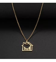 Kişiye Özel 925 Ayar Gümüş Ev Model Aile Kolye (Gold)