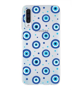 PrintiFy Galaxy A50S ile Uyumlu 1mm Slim Fit Nazar Boncuğu 1 Baskılı Şeffaf  Kılıf