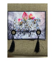 23X18 CM LOVE BONCUKLU PÜSKÜLLÜ KUŞ GÖZÜ APLİKE