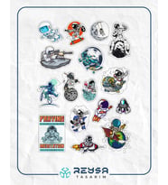 Astronot Sticker Set 11 17 Parça Telefon, Tablet, Defter, Laptop Sticker