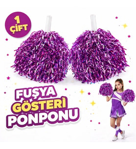 1 Çift ( 2 Adet ) Fuşya Renk 23 Nisan 19 Mayıs 29 Ekim Okul Gösteri Ponponları Ekstra Dolgun