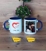 Sevgiliye Hediye Kupa Bardak Lacivert Fotoğraflı Seni Seviyorum