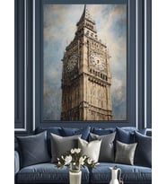 London Big Ben Eskiz Dekoratif Kanvas - Mdf Ahşap Tablo